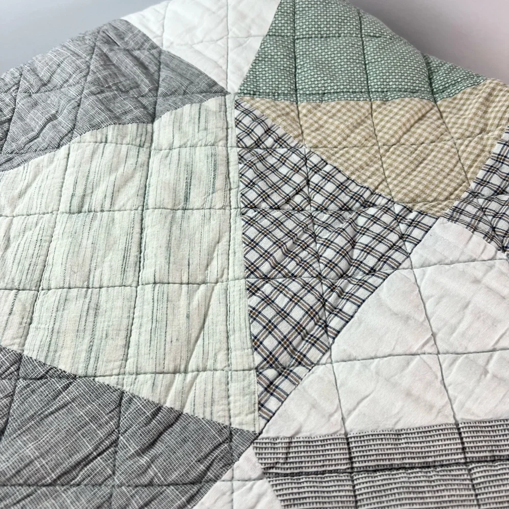Origami Pieced Prairie Patchwork‎ Quilt Queen Size reversible bedspread modern